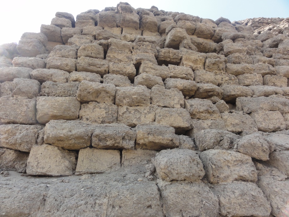 Mudbricks in the 12th dynasty Amenermhet III pyramid at Hawara.